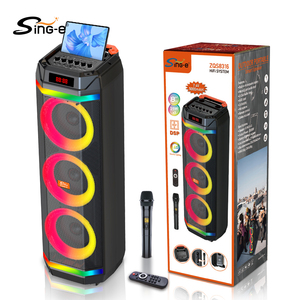 SING-E Zqs8316 Ba 8 "Stereo Woofer Karaoke Loa 2 Microphone RGB Ánh Sáng Hifi Bass Không Dây Ngoài Trời Máy Tính Điện Thoại Di Động - Product Image 1