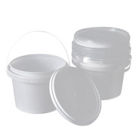 Ember/Bak Plastik Bulat Putih Transparan 500ml 1L 2L 3L 4L 5L dengan Tutup, Kualitas Makanan, Pasokan Pabrik