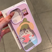 Coque de protection transparente antichoc en TPU + PC, motif dessin animé légumes et petits animaux, avec cadre d'appareil photo personnalisable et électroplaqué