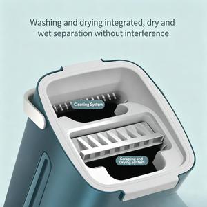 Hands-Free Lazy <b>Mop</b> With Bucket Set 33cm Extendable Microfiber Flat <b>Mop</b> Stainless Steel Rod Self-Wringer For Home Cleaning - Product Image 4