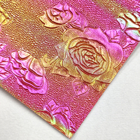 Par la cour Vintage Rose en relief bosse texturé holographique Faux cuir synthétique tissu pour arcs artisanat bricolage sacs