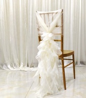 Nouvelle conception de rubans de chaise en mousseline de soie à volants pour banquet, décoration de mariage pour chaise de mariage