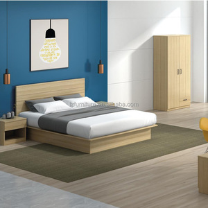Customize Low Cost Wood Hotel <b>Bed</b> <b>Set</b> <b>Complete</b> Bedroom Furniture With Mattress Bedding Nightstands Wardrobe For Apartment Motel - Product Image 1