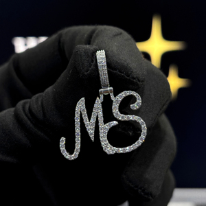Custom MS <b>Initial</b> <b>Pendant</b> Necklace Iced Out Double Letter Monogram Charm for Men & Women - Product Image 1