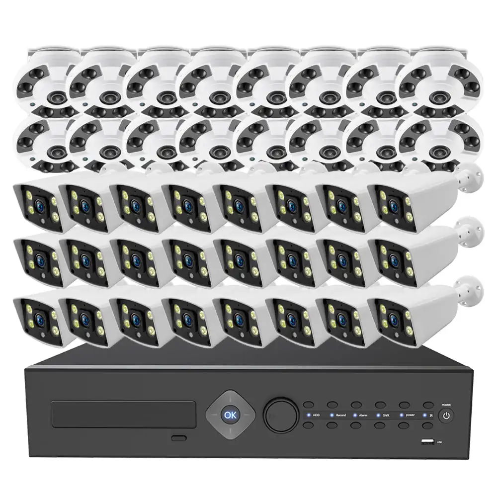 얼굴 스마트 재생 NVR 키트 8MP POE CCTV 카메라 보안 시스템 키트 4K 64ch NVR 컬러 나이트 비전 감시 세트