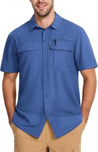 Camisas de pesca para hombres UPF 50 + Camisas de protección solar de manga corta Camisa de enfriamiento de secado rápido con botones Senderismo <span class=keywords><strong>Safari</strong></span> - Product Image 3