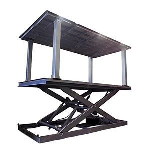 Elevador de Tijera Hidráulico Eléctrico de Doble Plataforma para Motocicletas, Sistema de Elevación de Dos Postes para Estacionamiento, Elevador de Autos Fijo Subterráneo - Product Image 1