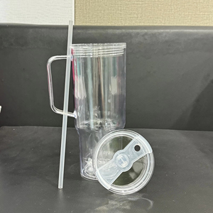 40oz Acrylic Double Wall <b>Reusable</b> BPA-Free Travel Mugs with Lids & <b>Straws</b> for Juice Milk Smoothie Soda with Hole - Product Image 6