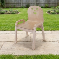 Chaise pour enfants en bois massif de bouleau courbé à prix raisonnable avec accoudoirs en forme de visage souriant, design moderne pour chambre et salon