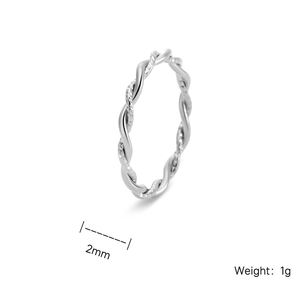 Bague en Acier Inoxydable 2mm Argent <span class=keywords><strong>Or</strong></span> Rose Double <span class=keywords><strong>Ligne</strong></span> Ronde Torsadée Croix Pâte <span class=keywords><strong>Frite</strong></span> Torsades Bagues en Acier Inoxydable 718 - Product Image 2