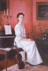 Dipinti a Olio su Tela Opaca con Design Classico, Arte Murale Realistica Fatta a Mano, Ritratto di Donna Elegante, Dimensioni Personalizzabili - Product Image 6