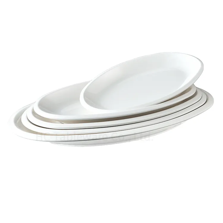 NSF inç beyaz servis örtüsü plastik/melamin/taklit seramik/Oval çukur tabak yemek tabaklar yemek takımı restoran