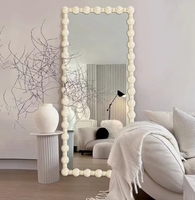 Miroir pleine longueur sur pied avec cadre perlé à bulles et bordure 3D de boules rouges pour chambre à coucher et décoration intérieure, vente en gros