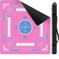 Jeu de Mahjong américain rose et bleu, 160 tuiles en caoutchouc, 4 joueurs, tapis antidérapant, règles NESW Charleston, cadeau pour soirée entre filles