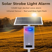 Detector de movimiento infrarrojo PIR IP65 para exteriores, reproductor de sonido de 120dB, luz estroboscópica Solar, sistema de alarma de sirena de 433MHz, funciona con batería de Metal