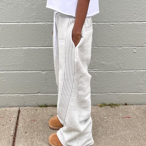 Pantalon cargo pour homme à logo personnalisé, style streetwear, rayé, coupe droite, 100% coton molletonné, épais, respirant, imperméable, taille mi-haute - Product Image 5