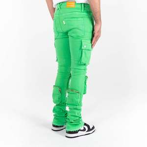 Vendita calda verde <span class=keywords><strong>pantaloni</strong></span> Cargo più tasche Jeans impilati Jeans Cargo uomo - Product Image 2