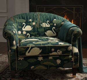 Tela de tapicería estampada Premium Swans In Bloom por yarda, tela decorativa con diseño floral de cisnes para muebles, cojines de sofá y cortinas. - Product Image 6