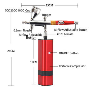 Kit d'aérographe amélioré Portable Auto Mini pistolet à Air avec compresseur silencieux pour Art gâteau ongles modèle peinture tatouage <span class=keywords><strong>manucure</strong></span> - Product Image 2