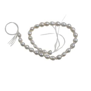 Collier de perles d'eau douce blanches en forme baroque de 9-10 mm, perles en forme de goutte, accessoires semi-finis pour bricolage - Product Image 5