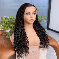 Perruque bouclée Deep Part en cheveux humains, ondulée, de 30 pouces, avec dentelle frontale 13x4, pré-épilée, densité 180, pour femmes, vente en gros