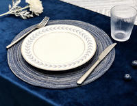 Sets de table modernes en polyester écologiques, tissés, couleurs personnalisées, noir et or, lignes fines, 38 cm (15 po), épaisseur 2 mm, lot de 4, style américain