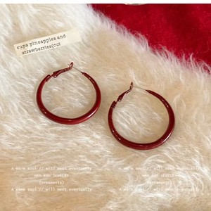 Argent Aiguille Goutte Classique Or Oreille Cercle Boucles D'oreilles Pigment Rouge Européen Exagéré Émail Cuit Cerceau Rouge pour Personnalités - Product Image 4