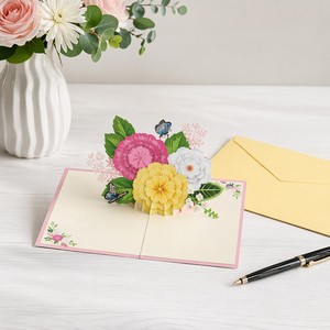 3D Pop Up Flower Greeting Card <b>Paper</b> Cut Floral Gift Card for Teacher's Day - Product Image 3