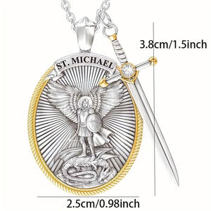 Mecrt Best-Selling <strong>St</strong> <strong>Michael</strong> Religious Alloy <strong>Necklace</strong> Fashionable Man's Jewelry Pendant - Product Image 5
