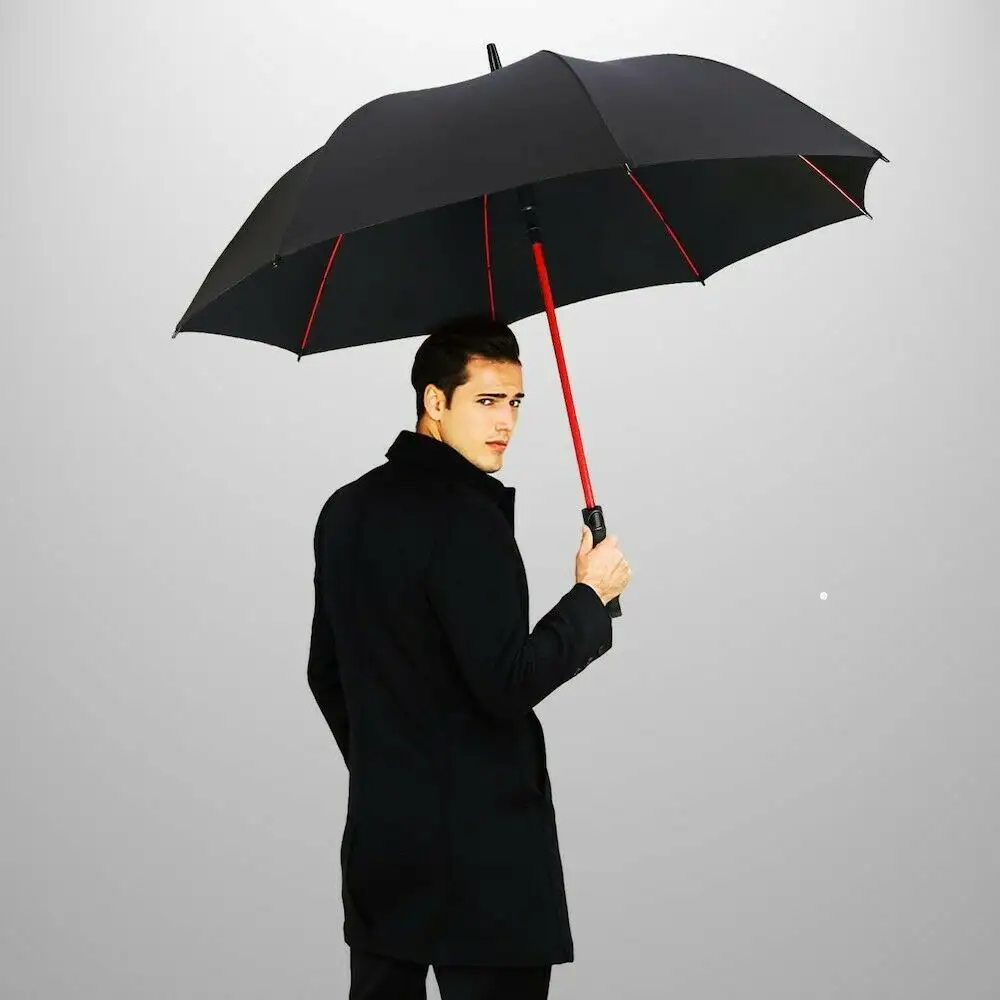 Benutzer definierte hochwertige OEM Promotion Geschenk Gentleman No Drip Wind proof Golf Regenschirm mit langem Griff