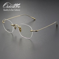 Lunettes de vue personnalisées de haute qualité en or, 3 pièces, monture classique sans bordure, monture en titane sans bordure, lunettes pour homme