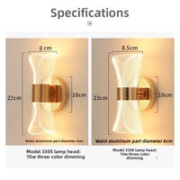 Lampe murale de chevet LED en aluminium, design moderne et minimaliste, luxe léger, abat-jour en acrylique en forme de corne, intensité réglable, pour l'intérieur et l'extérieur