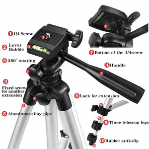 Trípode de cámara ajustable profesional blanco y negro 3120 trípode de aluminio de 1020mm para cámara Digital <span class=keywords><strong>DSLR</strong></span> teléfono inteligente teléfono móvil - Product Image 5