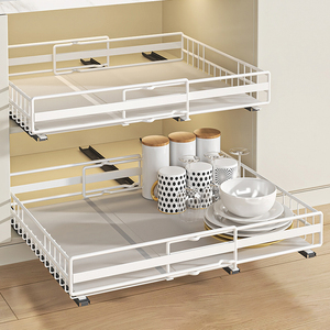 Organizador de Gabinete Extraíble Sin Perforación, Estantes de Almacenamiento Deslizantes Silenciosos Extensibles, Cesta <span class=keywords><strong>para</strong></span> Organizador de Despensa de <span class=keywords><strong>Cocina</strong></span> - Product Image 3