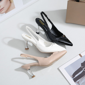 Zapatos de mujer: Nuevas <span class=keywords><strong>sandalias</strong></span> de tacón de aguja con punta, estilo francés, con talón triangular y correa trasera, ideales <span class=keywords><strong>para</strong></span> jóvenes con temperamento. - Product Image 1