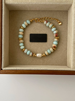Bracelet pour femme en agate turquoise, œil de tigre et perle d'eau douce naturelle veineuse bleue, polyvalent, haut de gamme, léger et superposable