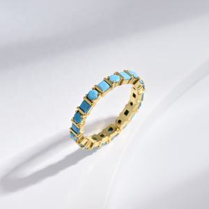 Anillos apilables sencillos de plata de ley 925 con circonita azul y turquesa natural para mujer, precio de fábrica, venta al por mayor, moda para mamá - Product Image 5