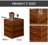 Armoire de chevet en cuir style rétro, meuble pour divan forme carrée, table basse, meuble à vendre