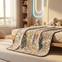 Couverture pour enfants lavable à motifs de dessins animés, 100x140cm, mélange de laine de qualité supérieure à 95%, jeté décoratif pour enfants