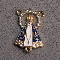 Connecteur central en émail coloré KOMI avec strass et cristal, représentant la Vierge Marie de Guadalupe, pour la fabrication de bijoux de chapelet religieux