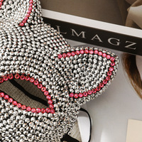 Masque de chat en strass, tenue de costume pour femme, masques de mascarade scintillants pour femmes, cadeau de fête d'Halloween, fête cosplay