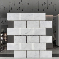 Mosaïque de marbre blanc Carrara de 3 x 6 pouces, carrelage mural décoratif d'intérieur