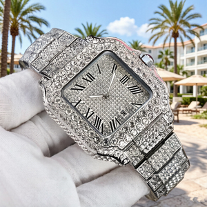 Conjunto de Joyería Iced Out: Reloj, Pulsera de Cadena Cubana y Gargantilla, Regalo para Esposo, Estilo Hip Hop - Product Image 6