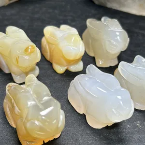 Wholesale Natural Crystal Crafts Cute Animal Polishing Gemstone Sculpture Agate Rabbit For Decoration Gift