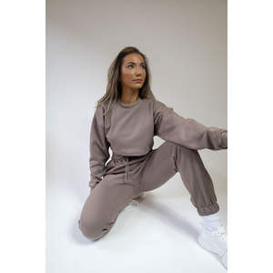 Taupe Crop Sudadera Jumper Loungewear - Product Image 1