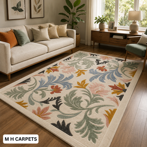 Tapis moderne en laine tufté à la main, motif floral personnalisé, tapis à poils longs pour salon, hôtel, décoration intérieure - Product Image 1