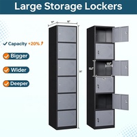 Casier moderne en métal à 6 niveaux avec 6 portes pour le rangement des meubles de chambre à coucher pour l'école, la salle de sport, le bureau et les employés.
