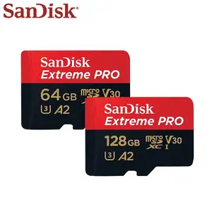 Sandisk Extreme Pro Kartu Sd Mikro 100% Asli, Kartu Memori Mikro Sd 64Gb 128Gb 256Gb Hingga 170 M/s C10 A2 V30 U3 dengan Adaptor