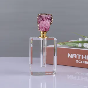 Garrafa de perfume de cristal com pedras preciosas de ágata natural, garrafa de vidro Oud personalizada, oferta imperdível de 2024