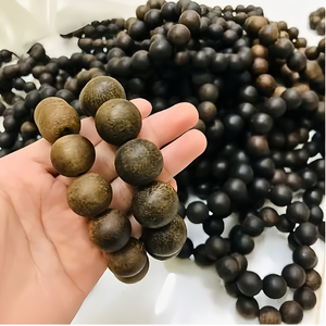 Qualité supérieure Naturel Vietnam Oud Bracelet Bois Style Vintage Sans Huile 12-15mm Perles Rondes Haut De Gamme Pas Cher Prix - Product Image 3